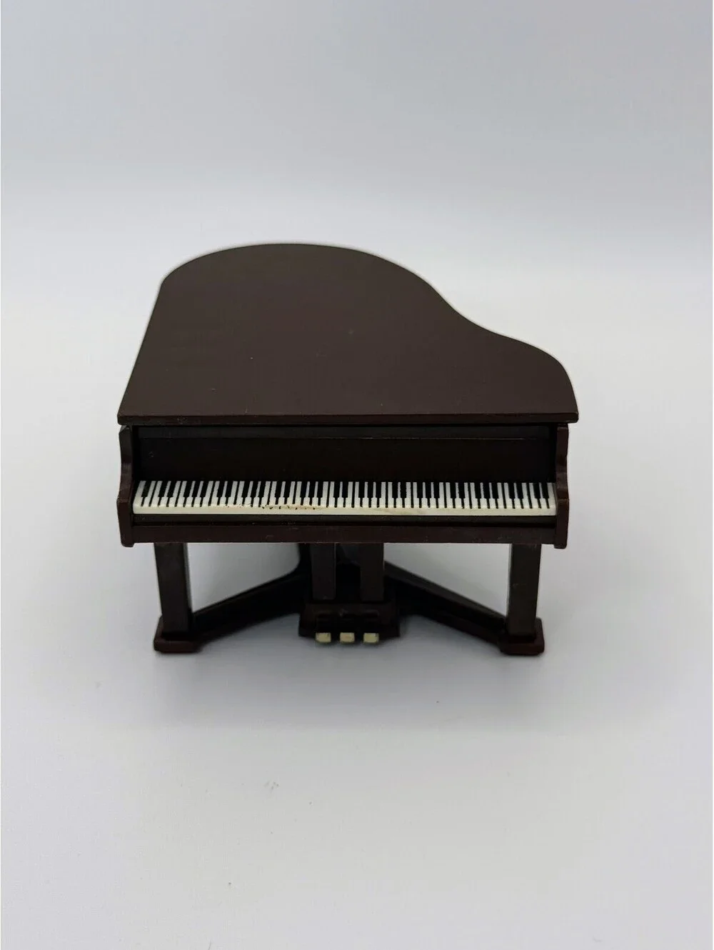 1:12 Scale Vintage Dollhouse Miniature Grand Piano Brown Plastic Hinged Lid